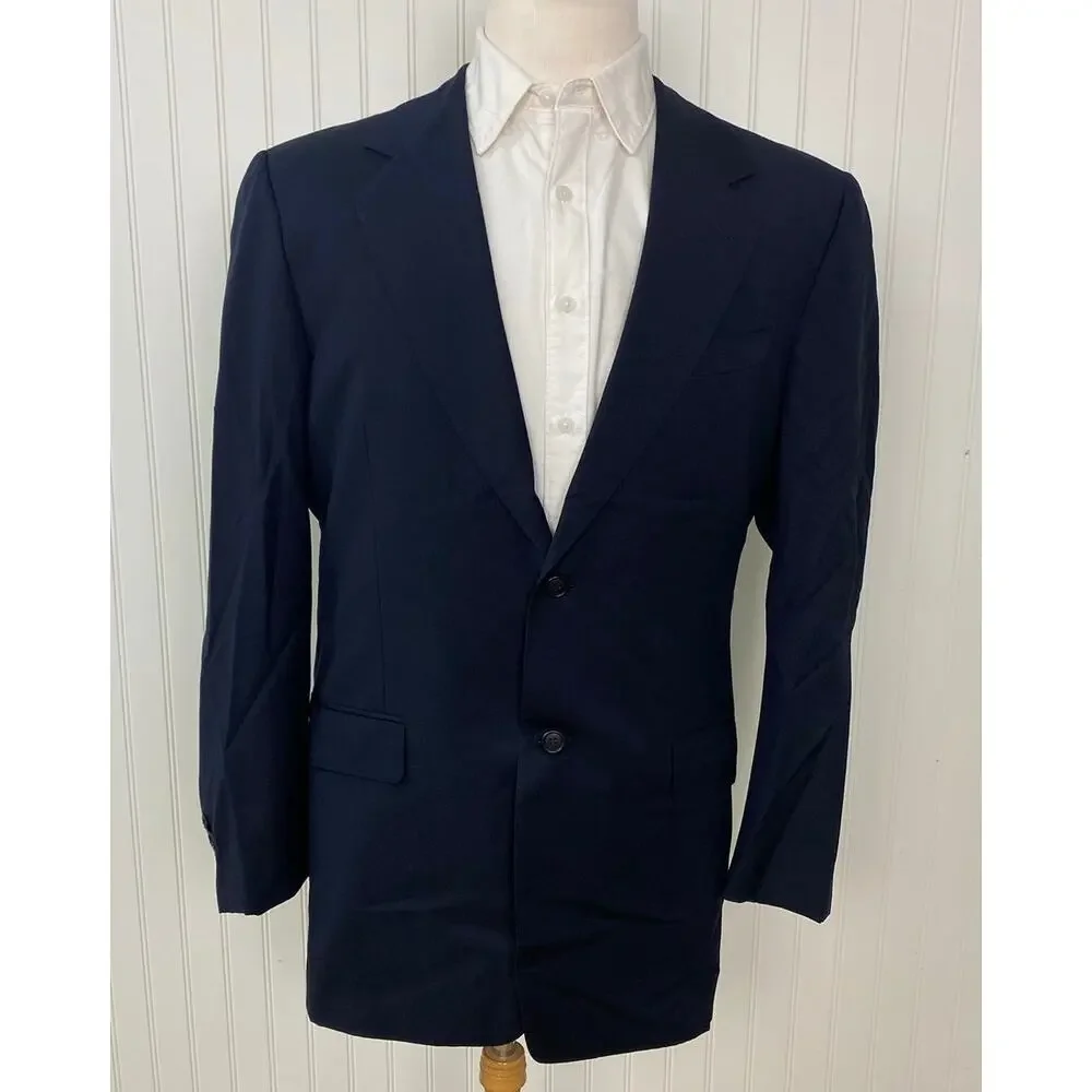 Canali Proposta Italy 2-button 2-piece navy wool pleated pants jacket suit, 40L